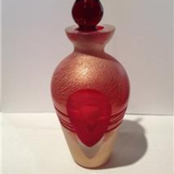 Mouth Blown Red Fire Perfume Bottle J75 NEW - Picture 1 of 8